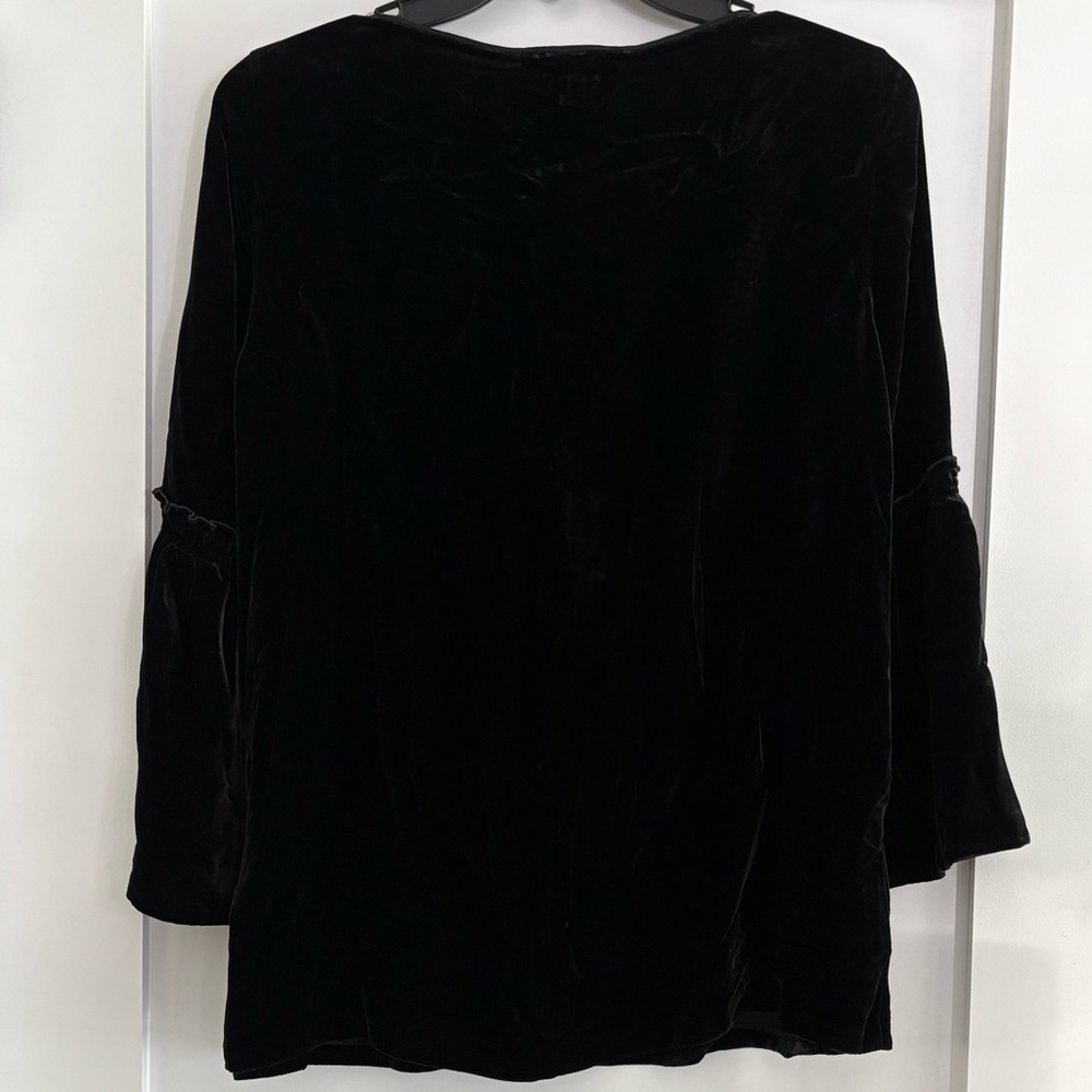Lafayette 148 New York Roslin Italian Silk Blend Blouse XS NWT Black Bell Sleeve - Picture 7 of 11